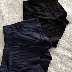 Black and Navy Ribbed Shorts Set